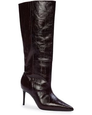 Black Suede Studio Kath 80 Pointed Toe Knee High Boots - Black