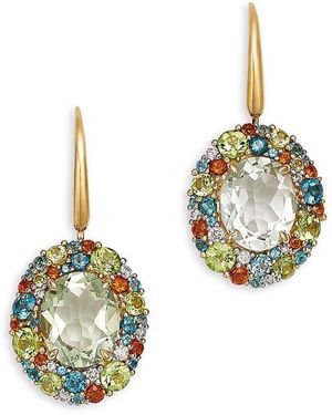 Bloomingdale's Fine Collection Prasiolite, Multi Gemstone & Diamond Hoop Drop Earrings - Metallic