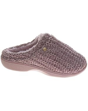 Badgley Mischka Weaved Metal Logo Accent Slippers - Purple