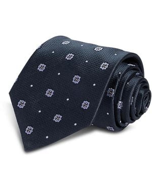 BOSS Silk Classic Dot Grid Tie - Blue
