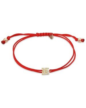 Zoe Lev 14K Fortune Diamond Initial Cord Bolo Bracelet - Red