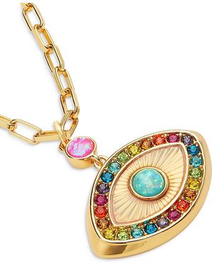 Kurt Geiger Signature Evil Eye Pendant Necklace, 16-18 - Metallic