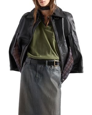7 For All Mankind Leather Cape Jacket - Black