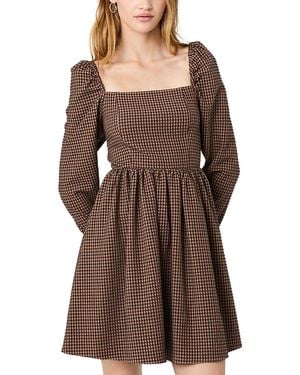 French Connection Diana Textured Gingham Dress - Brown