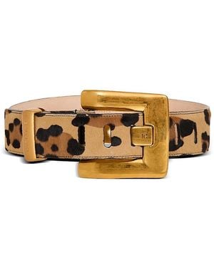 Balmain Anthem Leopard Print Leather Belt - Natural