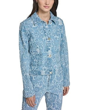 KARL LAGERFELD Floral Denim Jacket - Blue