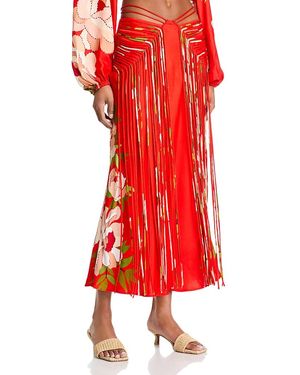 FARM Rio Peony Maxi Skirt - Red