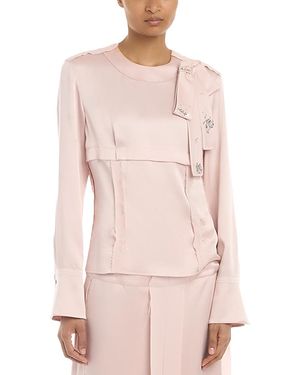 Erdem Satin Cady Long Sleeve Shirt - Pink
