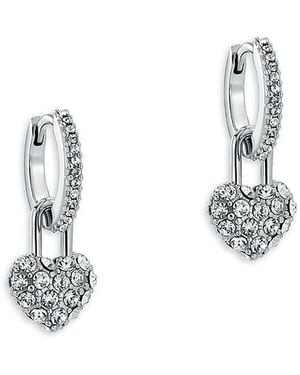 Ted Baker Pari Pave Crystal Padlock Huggie Drop Earrings, 0.5L - White