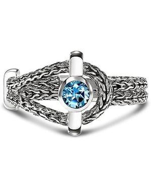 John Hardy Sterling Icon Swiss Topaz Halo Woven Ring - White
