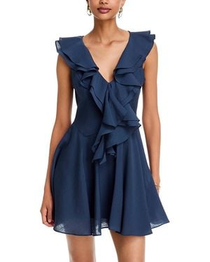 Aqua Flutter Sleeve Ruffle Mini Dress - Blue