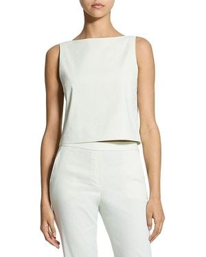 Theory Bateau Neck Linen Cropped Top - White