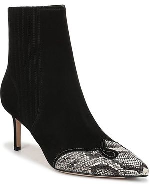 Veronica Beard Lisa Western Mid Heel Ankle Boots - Black
