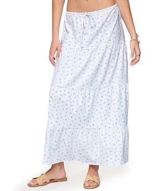 Edikted Charley Floral Tiered Maxi Skirt - Blue