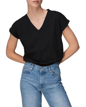 Whistles Willa V Neck Cap Sleeve Tee - Black