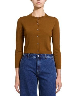 Theory Regal Wool Crewneck Cardigan Sweater - Blue