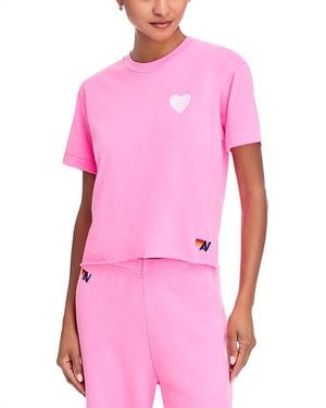 Aviator Nation Embroidered Heart Tee - Pink