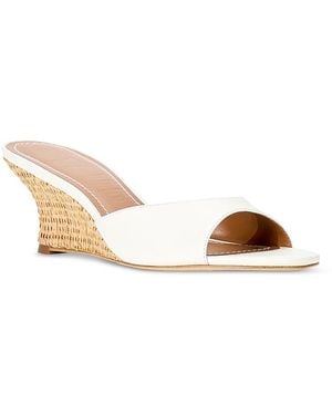 STAUD Brigitte Leather Wedge Sandals - Natural