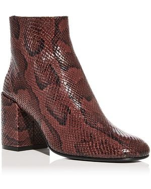 Stuart Weitzman Bacari 75 Snake Embossed Ankle Boots - Brown