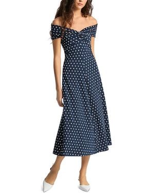 Michael Kors Michael Off The Shoulder Twist Midi Dress - Blue