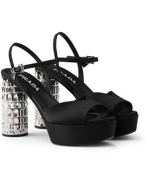 Prada Satin Platform Sandals - Black
