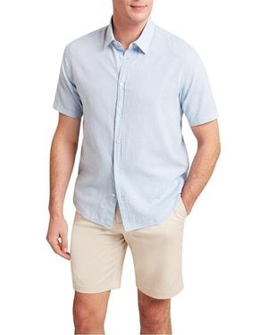 Ted Baker Wryte Linen & Cotton Short Sleeve Shirt - Blue