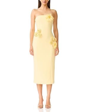 Elliatt Ilana Floral Applique Midi Dress - Yellow