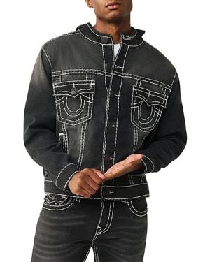TRUE RELIGION Super T Hooded Denim Jacket - Black