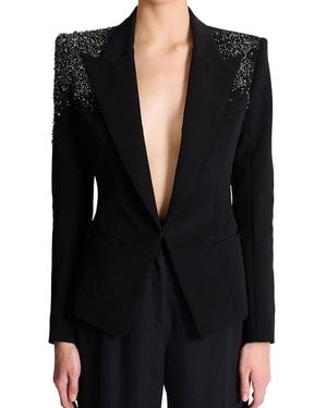Balmain Crepe Jacket With "Amethyst" Embroidery - Black