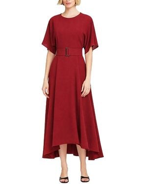 Elle Collection Belted Midi Dress - Red