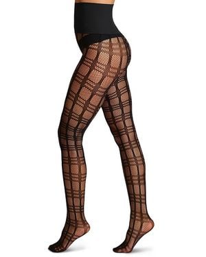 Commando Plaid Net Tights - Natural