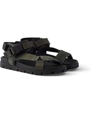 Prada Suede And Woven Tape Sporty Sandal - Black