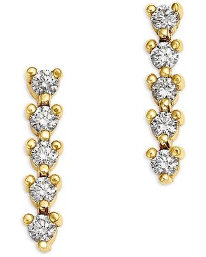 Zoe Chicco 14K Tennis Diamond Vertical Stud Earrings - Metallic