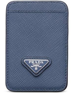 Prada Saffiano Leather Card Holder - Blue