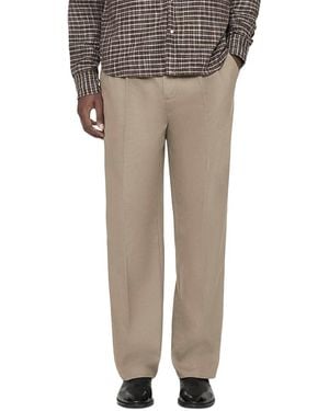 AllSaints Ware Pleated Straight Leg Pants - Natural