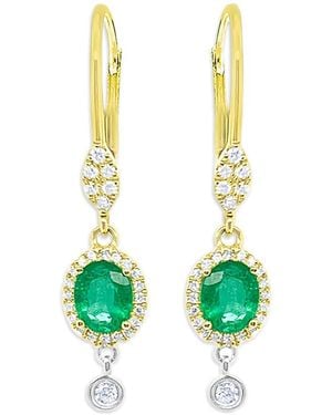 Meira T 14K & Emerald & Diamond Drop Earrings - Green