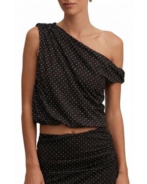 EVER NEW Mila Tipped Shoulder Drape Top - Black