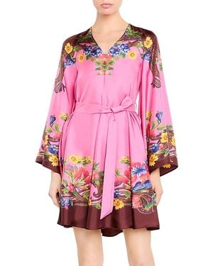 Etro Silk Floral Border Mini Dress - Pink