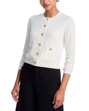 Aqua Long Sleeve-Button Cardigan - White