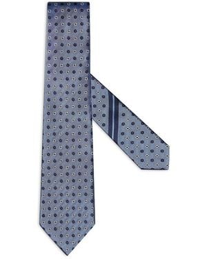 ZEGNA Jacquard Geometric Floral Silk Classic Tie - Blue