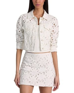 Alice + Olivia Chloe Boxy Cropped Jacket - White