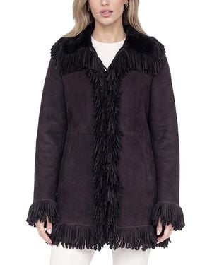 Gorski Merino Shearling Lamb Jacket With Fringes - Blue