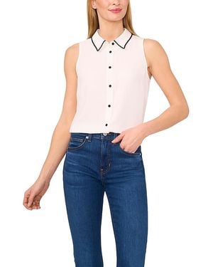 Cece Sleeveless Button Down Top - Blue
