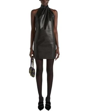 Balmain Lambskin Open-Back Dress - Black