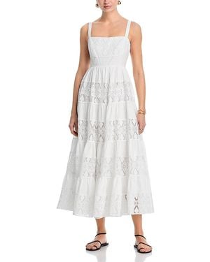 Aqua Lace Inset Tier Midi Dress - White
