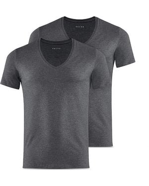 FALKE V Neck Tees, 2 Pk - Gray