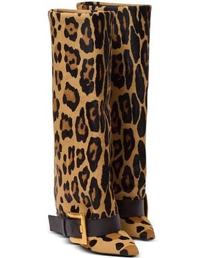 Balmain Anthem Leopard Print Leather Boots - Brown