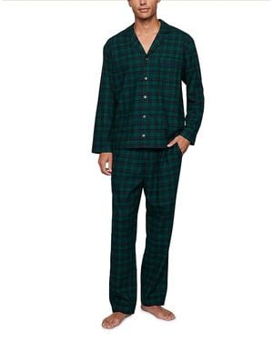 Eberjey 2-Pc. Cotton Brushed Flannel Pyjama Set - Green