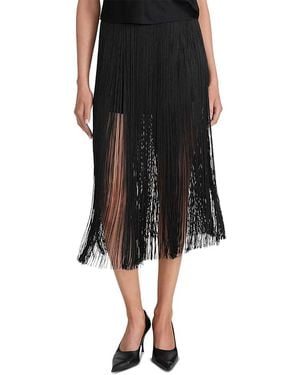 FRAME The Fringe Silk Midi Skirt - Black