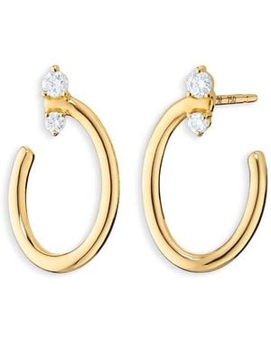 Monica Rich Kosann 18K Sun Moon & Stars Diamond Galaxy Oval Wrap Hoop Earrings, 0.18 Tcw - Metallic